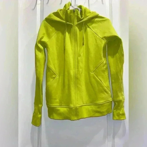 Athleta Bright Yellow Dark Fiber Optic Triumph Full Zip Hoodie Jacket - Picture 1 of 3